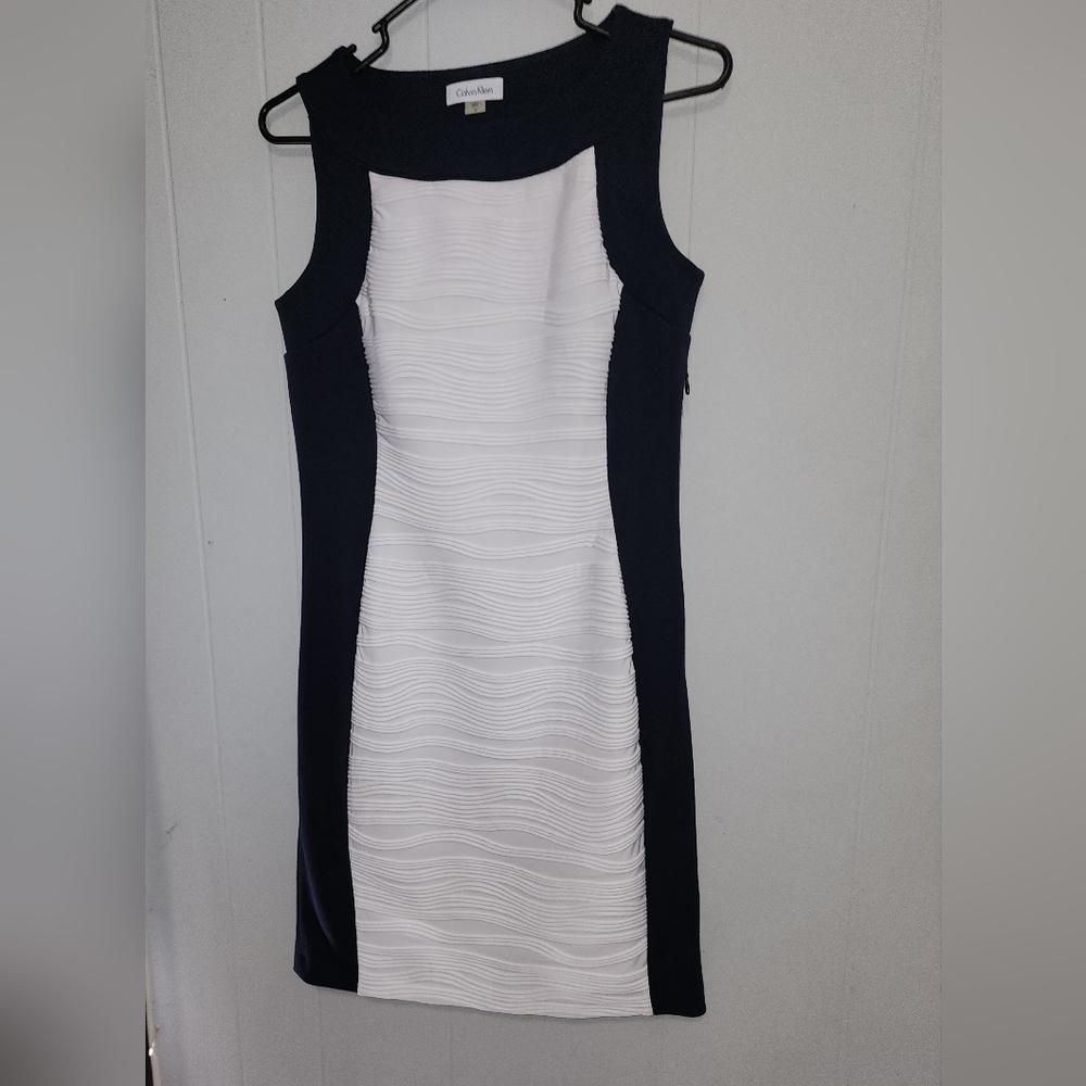 Calvin Klein Classy Gorgeous 😍 Navy Blue And White Dress - Picture 8 of 16